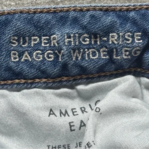 American Eagle Outfitters Denim Cargo Baggy Wide Leg Jean size 8 short - Picture 5 of 6